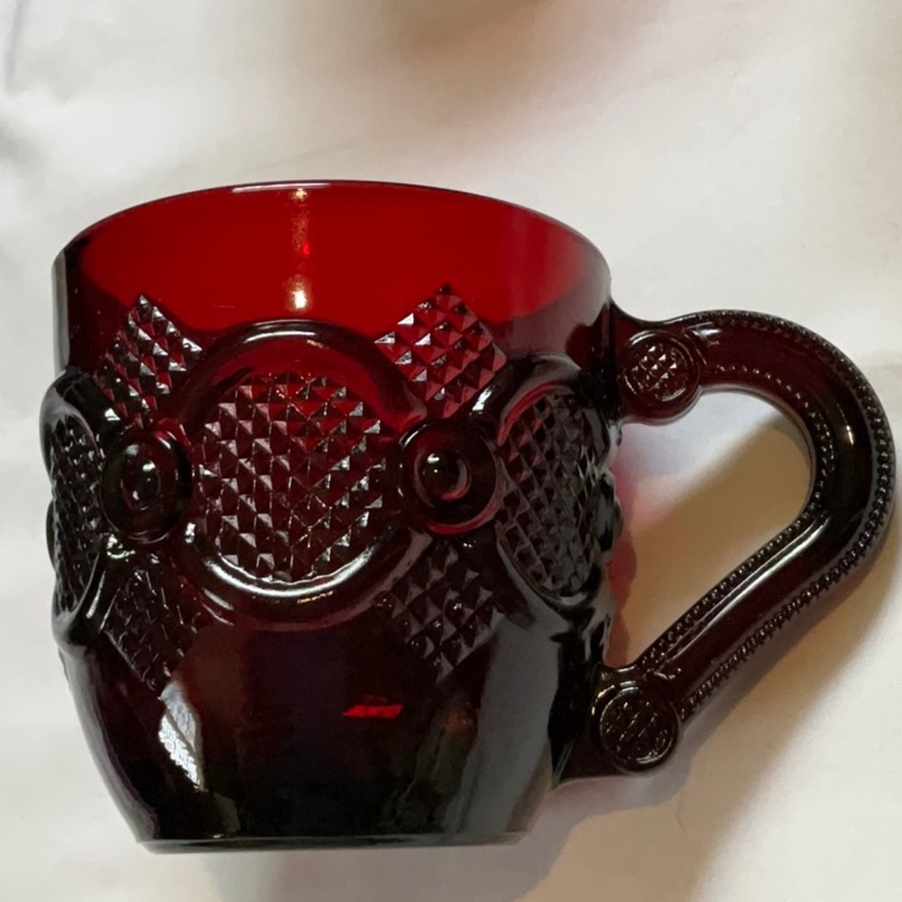Vintage Avon Cape Cod Ruby Red Glass Coffee Cups set of 2 - Picture 6 of 6